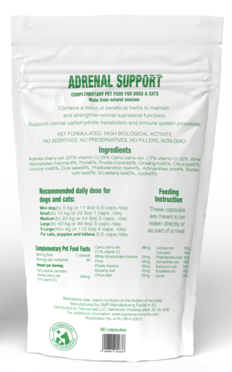 Adrenal support image of back of product packaging